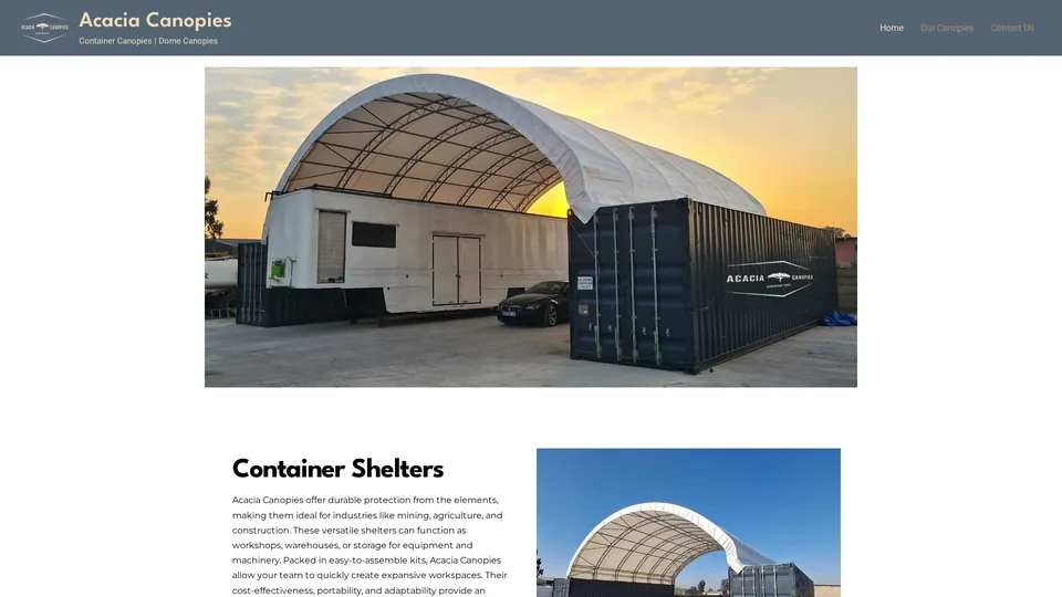 Acacia Canopies website preview