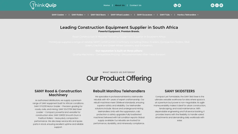 Thinkquip KZN website preview